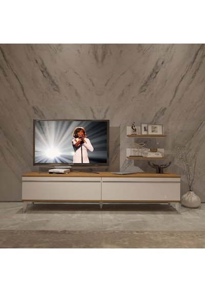 Decoraktiv Eko 4 Mdf Std Silver Tv Ünitesi Tv Sehpası Pera - Beyaz