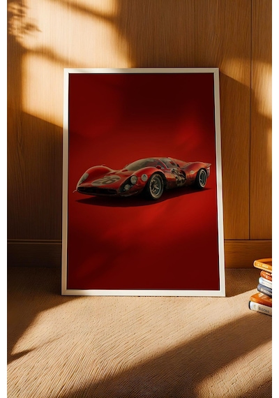 Saturn Ferrari 330 P4 Yarış Arabası Çerçeveli Tablo Erkek Odası Ve Garaj Dekoru Classic Car Collection