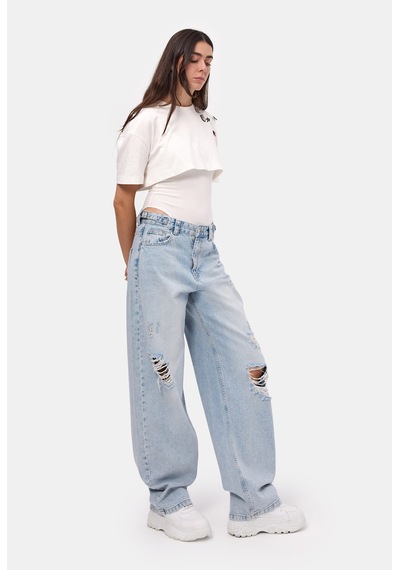 Kadın Ice Lotus 12s6-3 Süper Baggy Fit Denim Jean Ice Kot