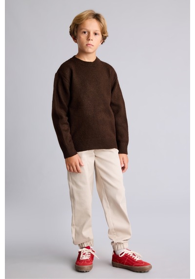 Defacto Oversize Bisiklet Yaka Triko Basic Kazak Erkek Çocuk I3438a826cwbn341 Kahve-bn341