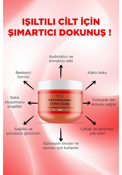 Body Scrub Besleyici, Nemlendirici Ve Arındırıcı, Shea Şeker Scrub 300 Ml Cotton Candy