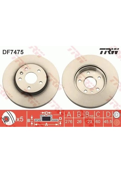 Opel Astra J Fren Diski On 2010-2020 Trw Df7475 2adettir