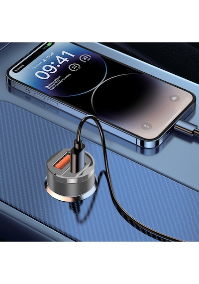 Nettech Nt-cch05 30w Pd& Qc 3.0 Çift Portlu Metal Araç Şarjı Siyah