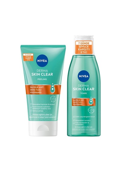 Tr Derma Skin Clear Sivilce Karşıtı Yüz Temizleyici Peeling 150 Ml X2 + Nıvea Derma Skin Clear Sivilce Karşıtı To