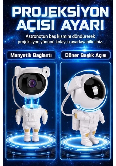 Özel Üretim Astronot Projektör Gece Lambası Lw6 Beyaz Stil Oda Zamanlayıcı Çok Renkli