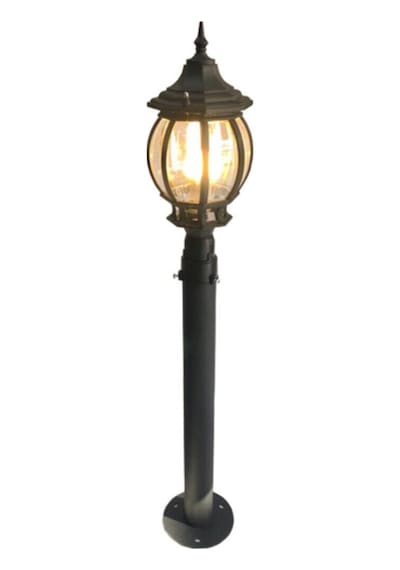 137 Cm Sekizgen Direkli Bahçe Armatürü - Bahçe Lambası - Siyah