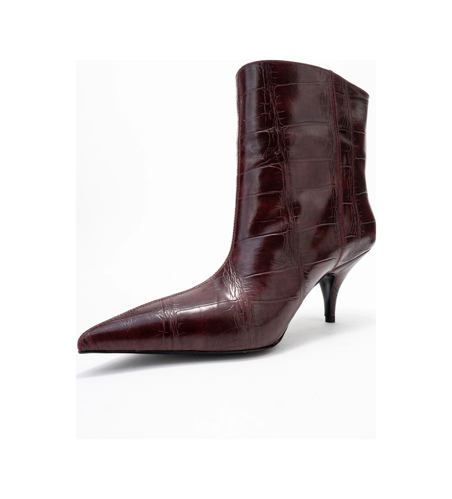 Luvishoes Luvi Shoes Nuvıa Bordo Baskı Sivri Burunlu Kadın Topuklu Bot Bordo