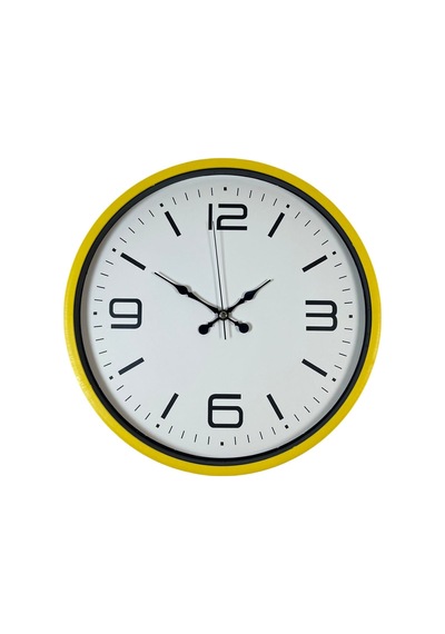 36 Cm Sarı Dekoratif Duvar Saati Beyaz - Sarı