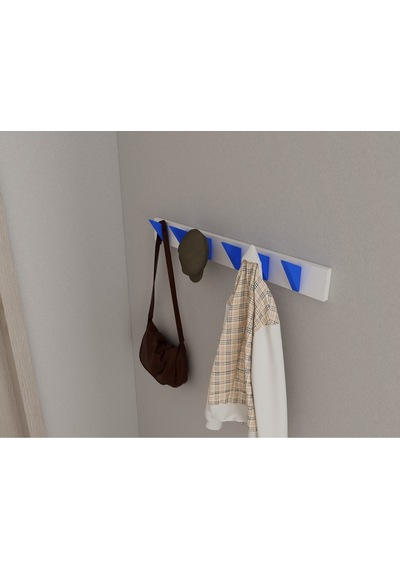 Hepsi3boyutlu Modern Duvar & Kapı Kanca Askılık - 6 Adet Mavi Kanca Askılık - Model No : 5 Mavi