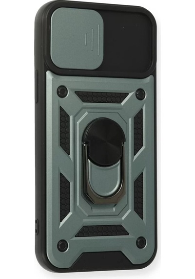 Newface Apple İphone 12 Pro Kılıf Pars Lens Yüzüklü Silikon - Yeşil