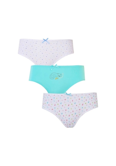 Bhr Kids 3Lü Kız Çocuk Külot Pamuklu Baskılı Esnek Rahat Slip