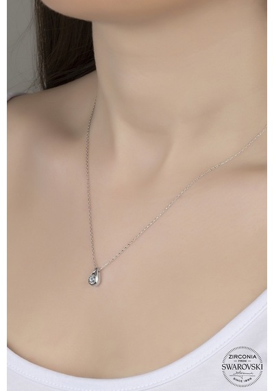 Union Swarovski Zirconia Kadın Damla Montür Gümüş Kolye (550094208)