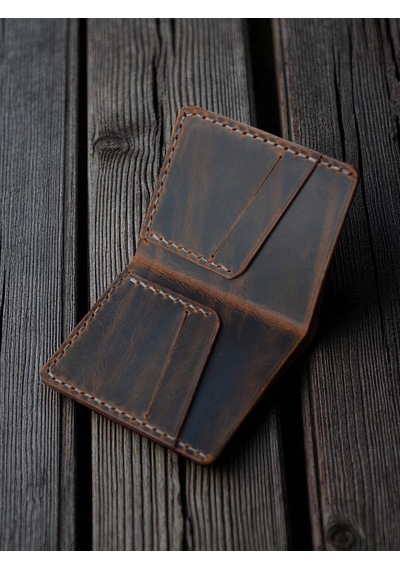 Kalkan Deri Crazy Leather Minimal Wallet Kahverengi
