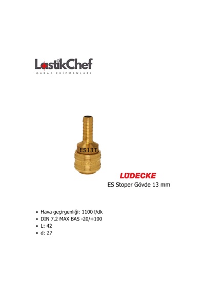 Lüdecke Es13t Es Stoper Gövde 13 Mm