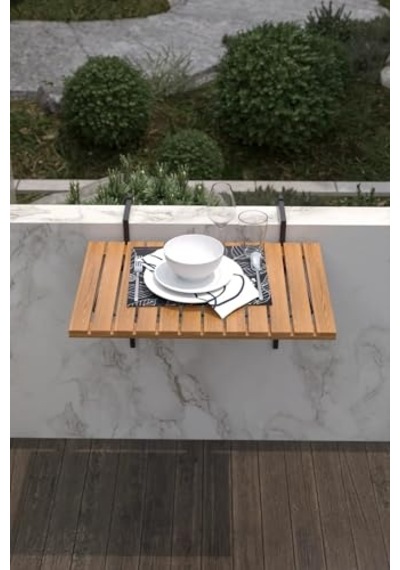 Ahşap Katlanır Balkon Masası Açık Ceviz