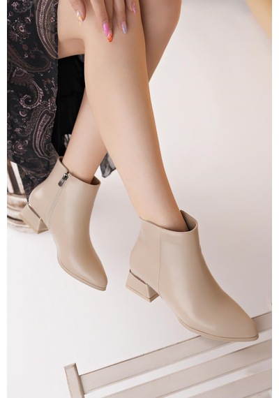 Nesilshoes Nesil Shoes Özma 708 Ten Topuklu Kışlık Kadın Bot