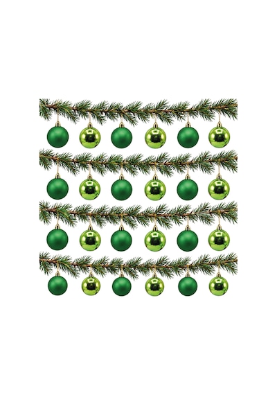 Waldern 3 Cm 24 Adet Cici Top Yılbaşı Çam Ağacı Süs 12 Parlak - 12 Mat Yeşil Diğer