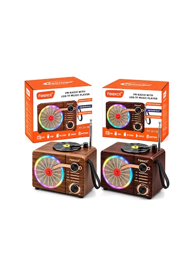 Işıklı Fm Radyo - Retro Usb - Type-c Sarjlı Bt - Tf - Usb Speaker Fx-2513b Pl-4725 4801