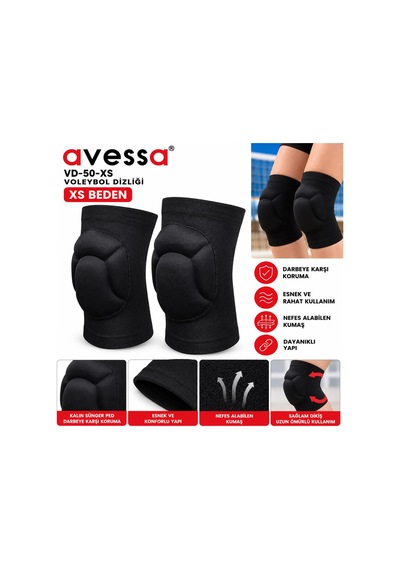 Avessa Vd-50 Voleybol Dizliği Xs Beden Siyah