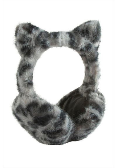 Leopar Desenli Yünlü Kışlık Kulaklık 0494 Gri