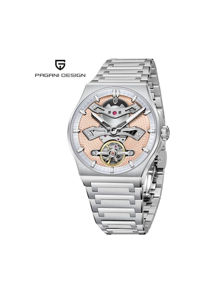 Pagani Design Pd-ys028 42mm 100m Su Geçirmez, İskelet Otomatik Safir Kristal Işıkl Full Çelik Lüks Erkek Kol Saati Bej Diğer