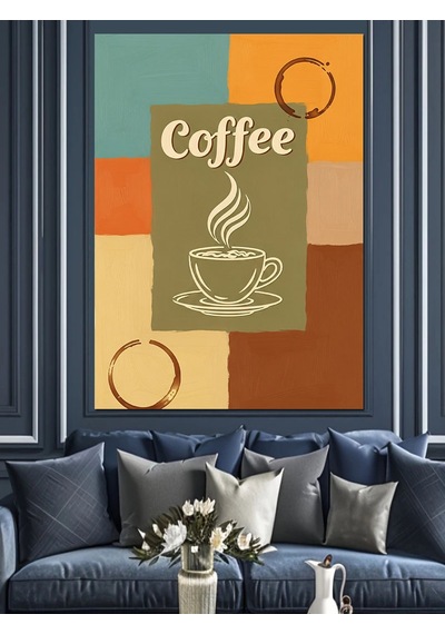 Ahşap Tablo Kahve Fincanı Grafik Poster