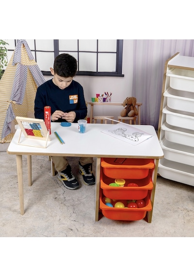 3 Çekmeceli Oyun, Aktivite, Etkinlik Masası, Beyaz-pembe, Mdf Beyaz - Pembe