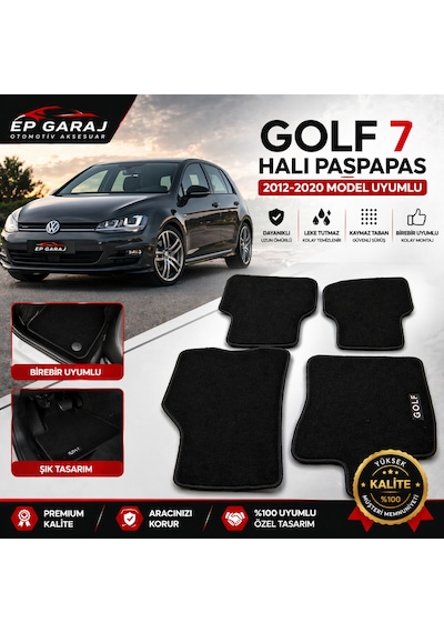 Volkswagen 2012-2020 Model Golf 7 Ve 7.5 Uyumlu Halı Paspas Takımı İnce Tip