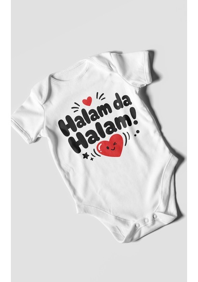 Morivokids Halam Da Halam Kısa Kollu Bebek Body %100 Pamuk Beyaz