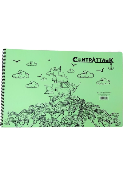 3 Adet Plastik Kapak Spiralli Resim Defteri 35 X 50 Cm 25 Yaprak