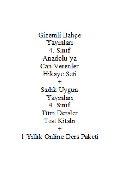 4. Sınıf Hikaye Kitabı Seti Anadolu'ya Can Verenler + Sadık Uygun Yayınları Tüm Dersler 4. Sınıf Test Kitabı + 1 Yıllık Online Ders Paketi
