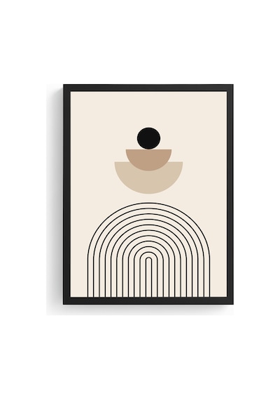 Doğal Ahşap Çerçeveli Geometrik Desenli Tablo - Minimal Huhu1135