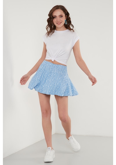 Lela Beli Lastikli Mini Şort Etek Bayan Etek 5864024 Bebe Mavi