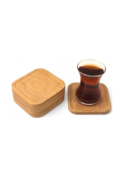 Bambu Kare Çay Tabağı Bardak Altlığı 6&apos Lı Set Dekoratif Ve Doğal Bambu Altlık Şık Ve Dayanıklı Tasarım 10cm X 10cm 1