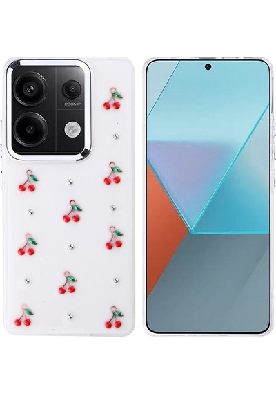 Xiaomi Redmi Note 13 Pro 4g Kılıf Airbag Tasarımlı Simli Şeffaf Zore Kutup Kapak Kiraz