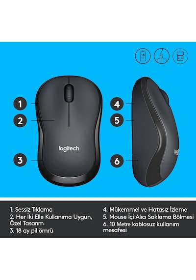 Logitech M221 Sessiz Kablosuz Optik Mouse