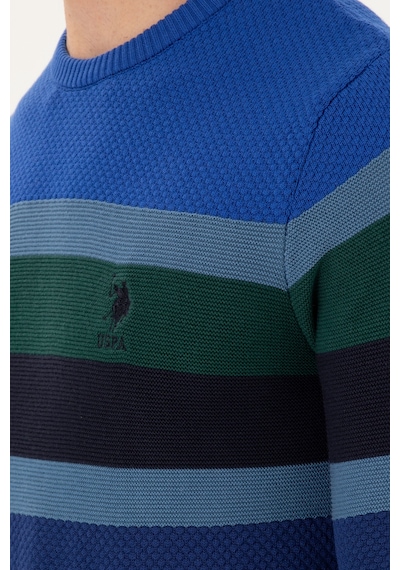 U.S. Polo Assn.  Erkek Slim Fit Bisiklet Yaka İndigo Kazak 50292866-VR028