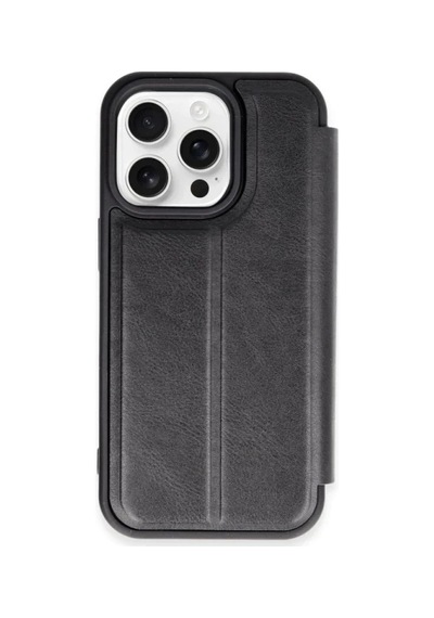Mey İthalat Apple, Uyumlu iPhone 15 Pro Max Kılıf Flip Cover - Siyah
