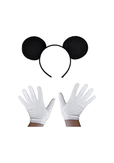 Mey İthalat Siyah Mickey Mouse Tacı Ve Beyaz Eldiven Seti