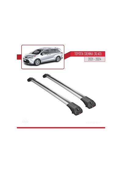 Toyota Sienna Xl40 2021 Ve Sonrası İle Uyumlu Ace-1 Ara Atkı Tavan Barı Gri