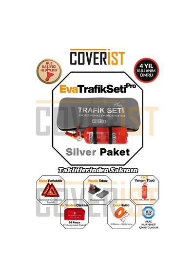 Eva Trafik Seti Plus - 1 Kg Yangın Tüpü - 4 Yıllık - Gri - Silver Paket