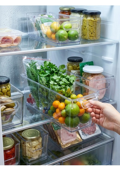 Softchef Şeffaf Kapaklı Buzdolabı İçi Düzenleyici Organizer - Çok Amaçlı Saklama Kutusu