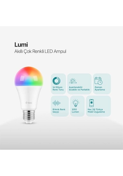 Ttec Lumi Çok Renkli Uzaktan Ortama Göre Işık Ayarlama Ve Zamanlama Özellikli Led Wi-fi Akıllı Ampul