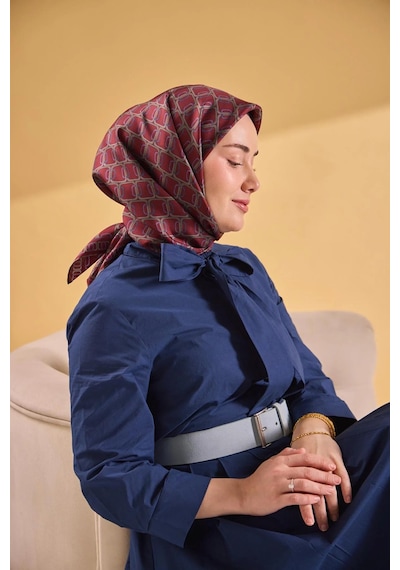 Silk Home Twill İpek Eşarp - 11521-06 Bordo Siyah
