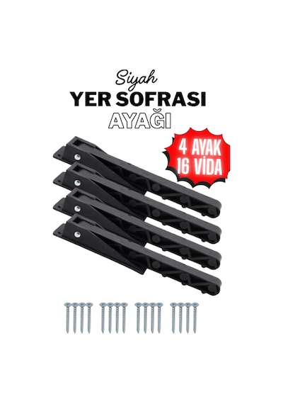 4 Adet Yer Sofrası Ayağı 22 Cm Siyah Plastik Katlanır Sofra Ayağı Yer Sofrası Sini Altı Ayak 22 Cm Siyah Siyah