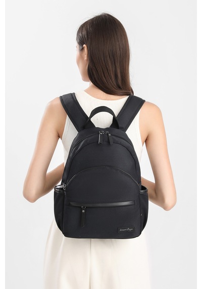 Smart Bags Siyah Twill Dimi Kumaş Orta Boy Günlük Kadın Sırt Çantası