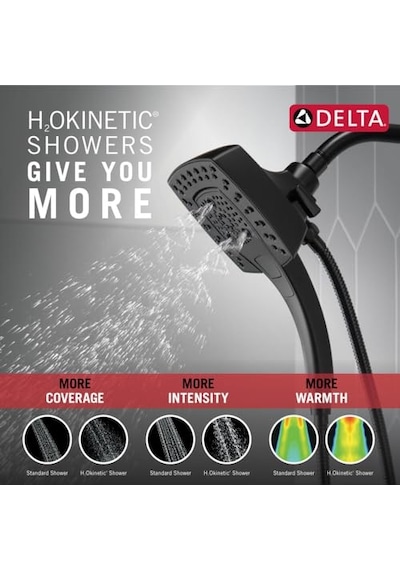 Engage Hydroenergetix 8-spray 5 Inç. Tek Duvara Monte Sabit Ayarlanabilir Duş Başlığı Krom Mat Siyah Çok Renkli