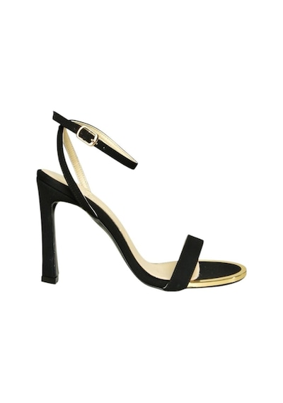 Fox Shoes U676606204 Siyah Kumaş Tek Bantlı Kalın Topuklu Kadın Ayakkabı Siyah