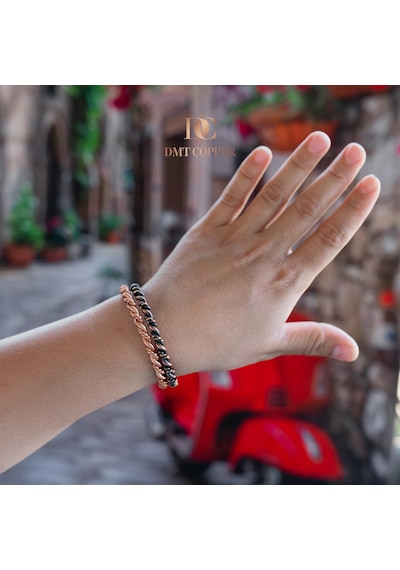 Dmt Copper Home %100 El Yapımı Bakır Bileklik,doğal Antibakteriyel Bakır Bileklik, Sağlık Dostu 2 Li Takım Işıklı Kutulu Bakır