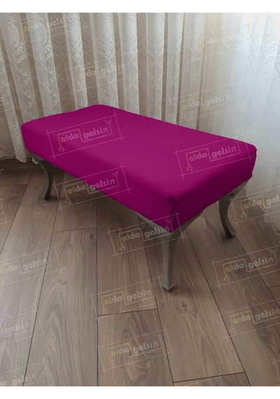 Ayak Ucu Kapı Önü Antre Düz Bench Puf Orta Sehpa Gümüş Ayak 120 Cm Mor
